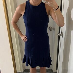 Banana Republic Navy Sleeveless Fit-and-Flare Midi Dress